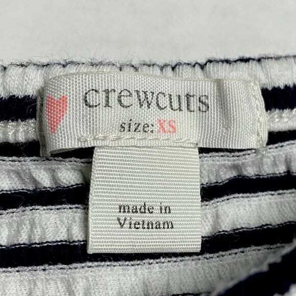 Crewcuts Navy Blue White Striped Lettuce-Edged Short Sleeve Shirt Size XS - Picture 4 of 6